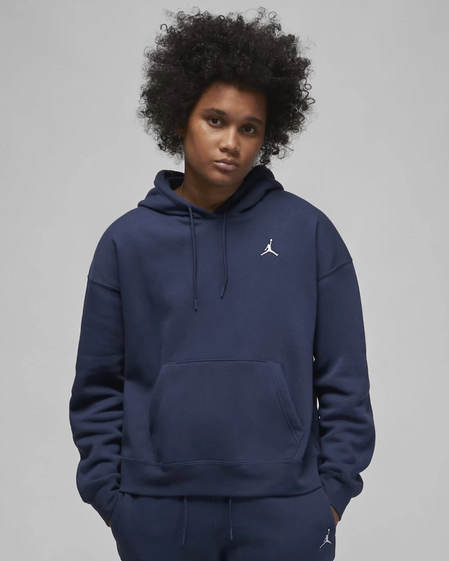Nike Women's Midnight Navy/White Fleece Pullover Hoodie - Jordan Brooklyn Style