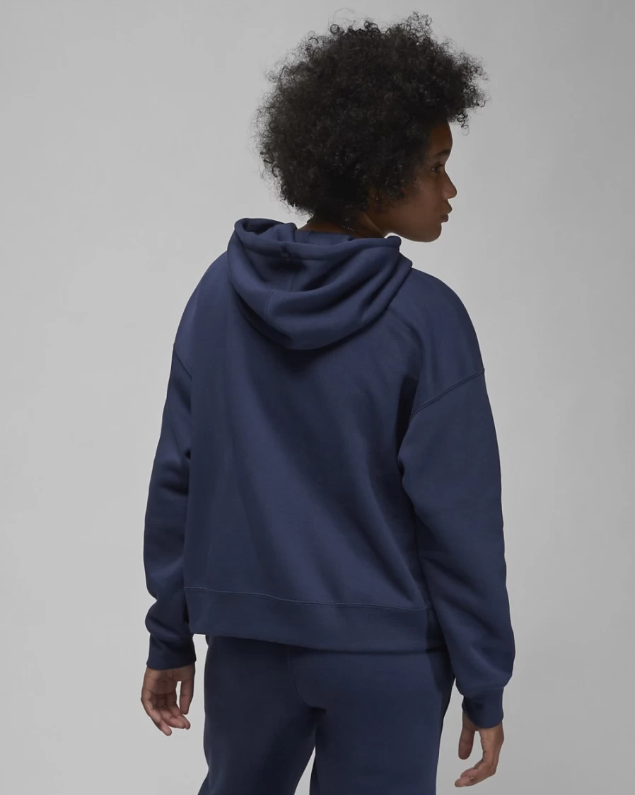 Nike Women's Midnight Navy/White Fleece Pullover Hoodie - Jordan Brooklyn Style