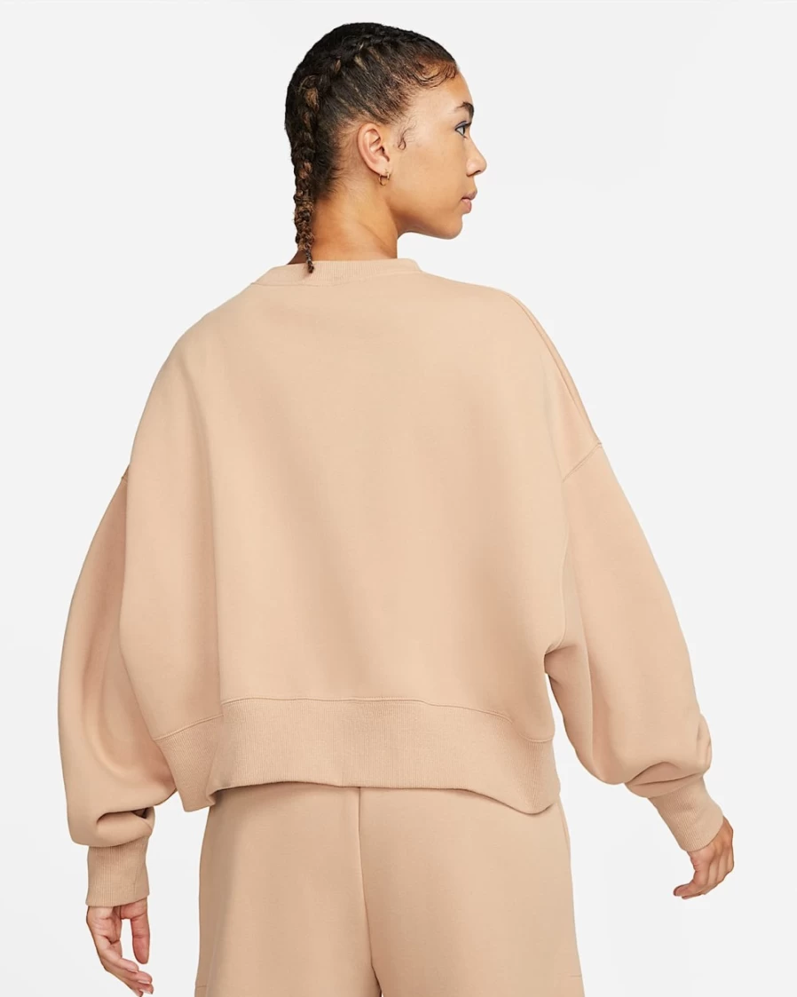 Nike Women's Hemp/Sail Oversized Phoenix Fleece Crewneck Sweatshirt - Sportswear Comfort
