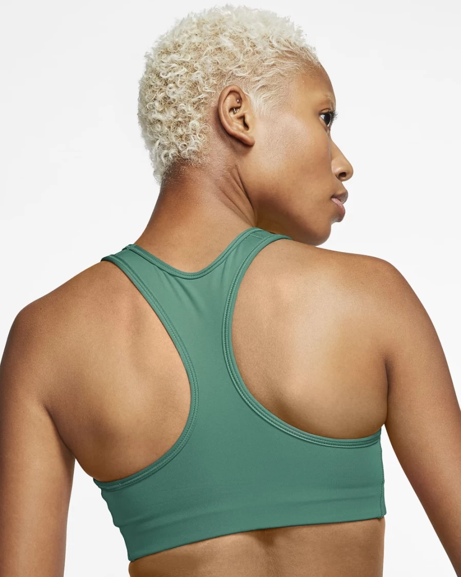 Nike Swoosh Women's Medium-Support Sports Bra - Neptune Green & White 1-Piece Padded Workout Top