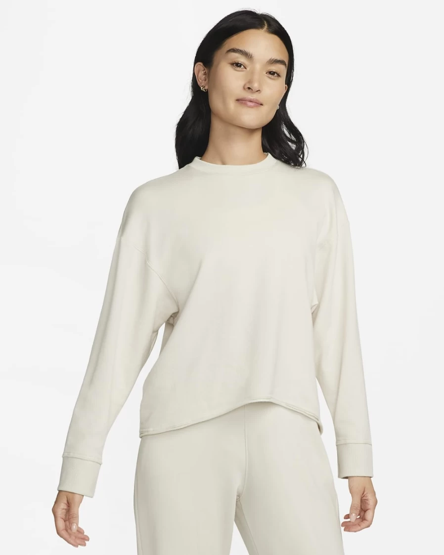 Nike Women's Yoga Luxe Fleece Crew Top - Light Orewood Brown/Grey Fog