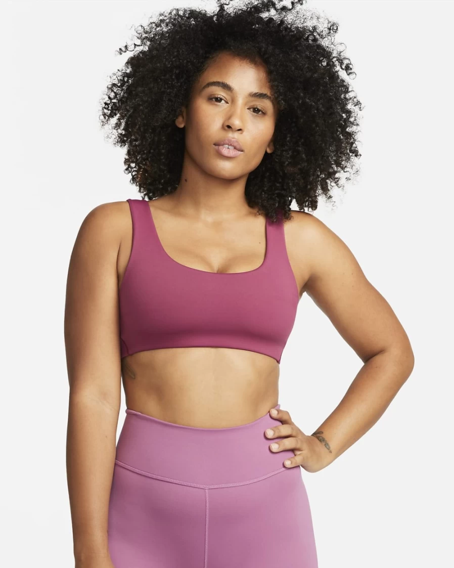 Nike Women's Alate All U Light-Support Sports Bra - Rosewood/White, Lightly Lined U-Neck