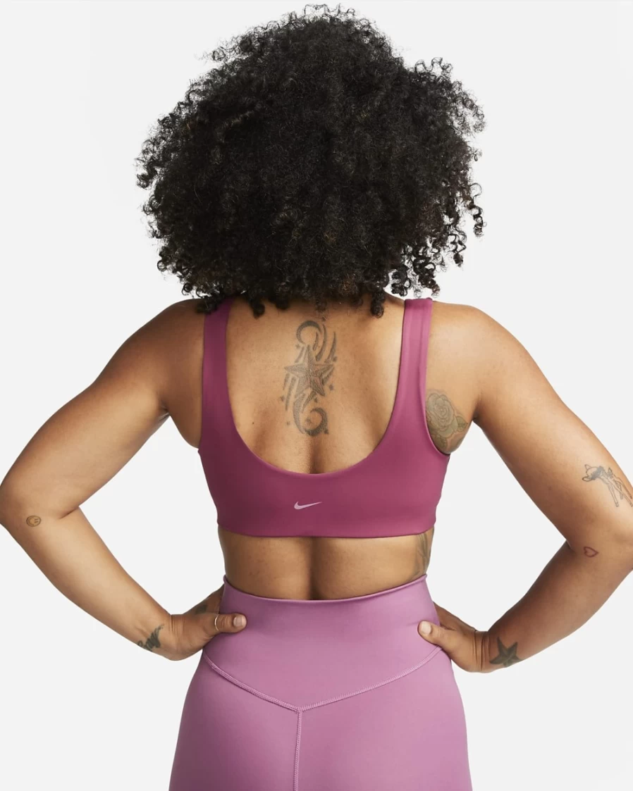 Nike Women's Alate All U Light-Support Sports Bra - Rosewood/White, Lightly Lined U-Neck