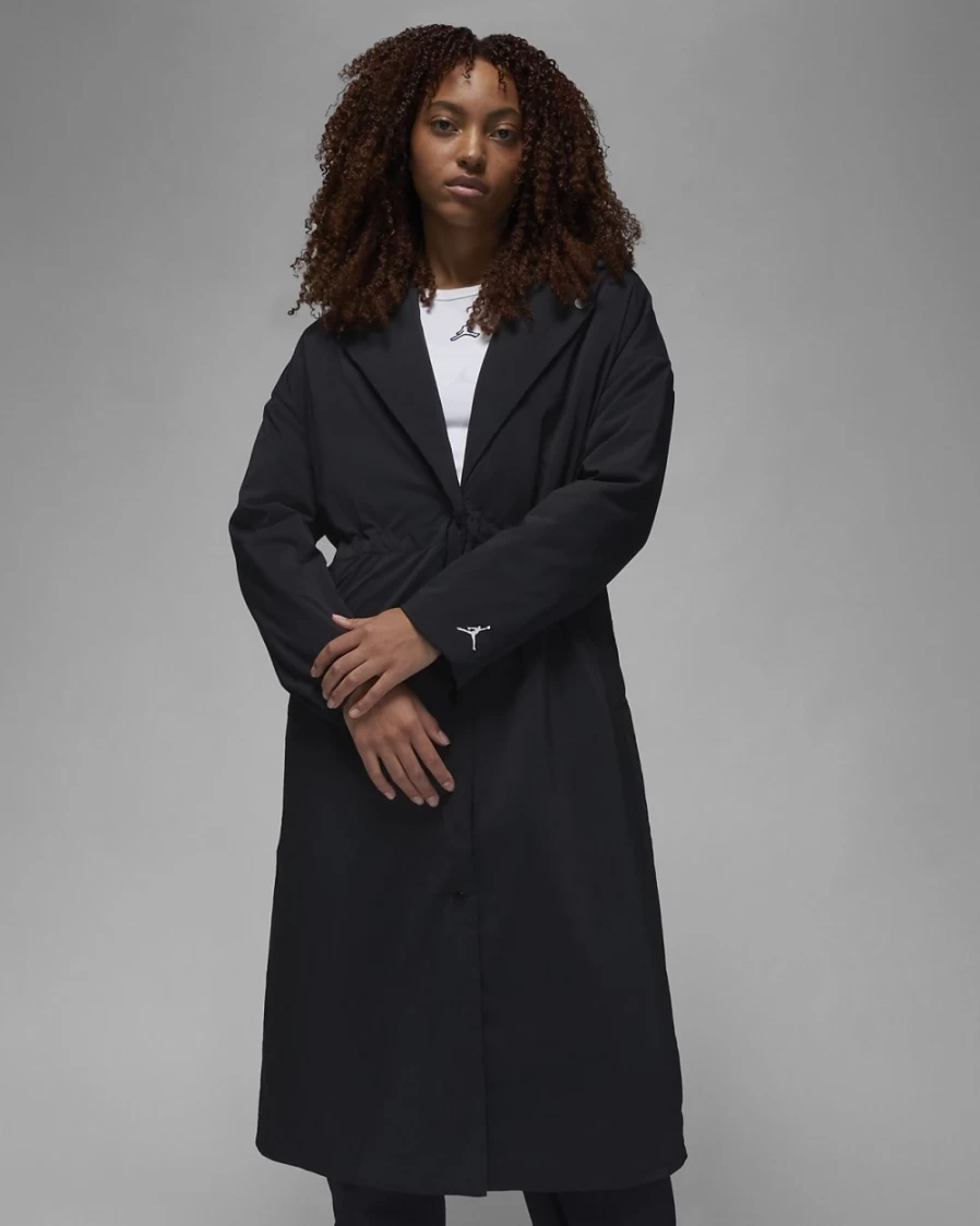 Nike Jordan Flight Women's Trench Jacket - Black/White Windbreaker Coat