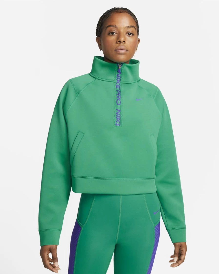 Nike Dri-FIT Women's Neptune Green Lapis 1/2-Zip Workout Top for Training & Fitness