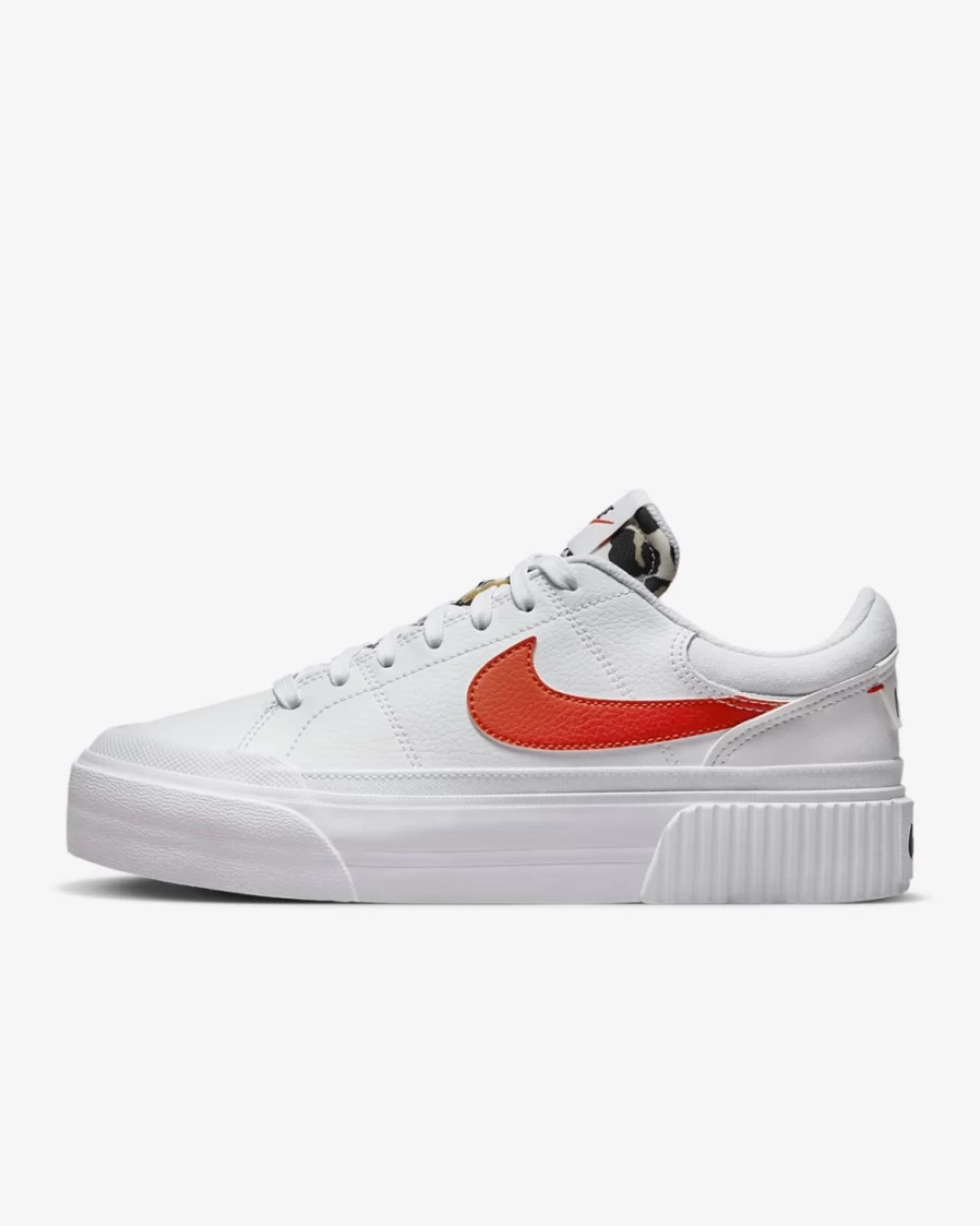 Nike Court Legacy Lift Women's Sneakers in White, Rattan, Black & Team Orange