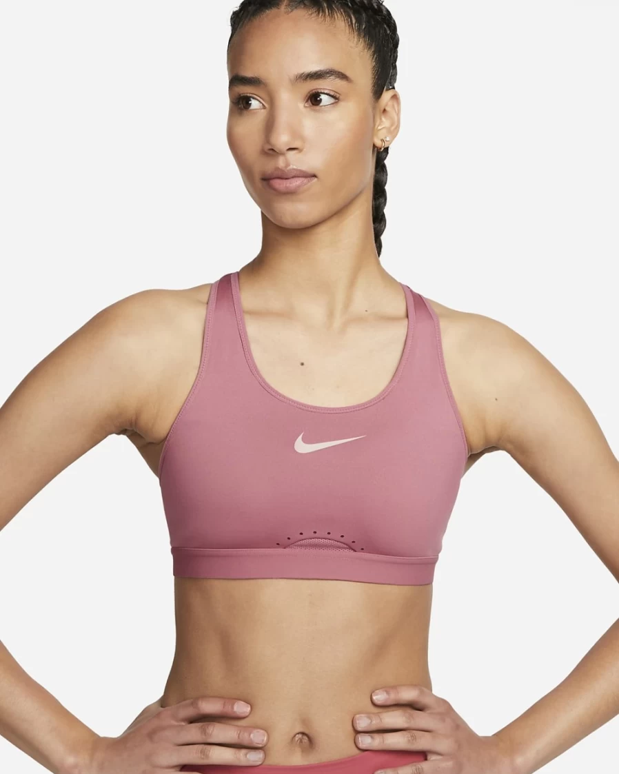 Nike Women's Desert Berry High-Support Adjustable Non-Padded Swoosh Sports Bra Pink Oxford