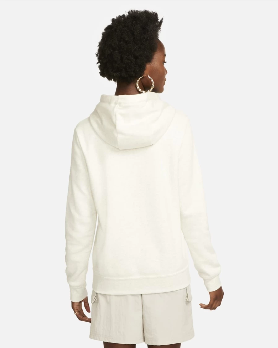 Nike Women's Oatmeal Heather/White Club Fleece Pullover Hoodie - Sportswear Comfort & Style
