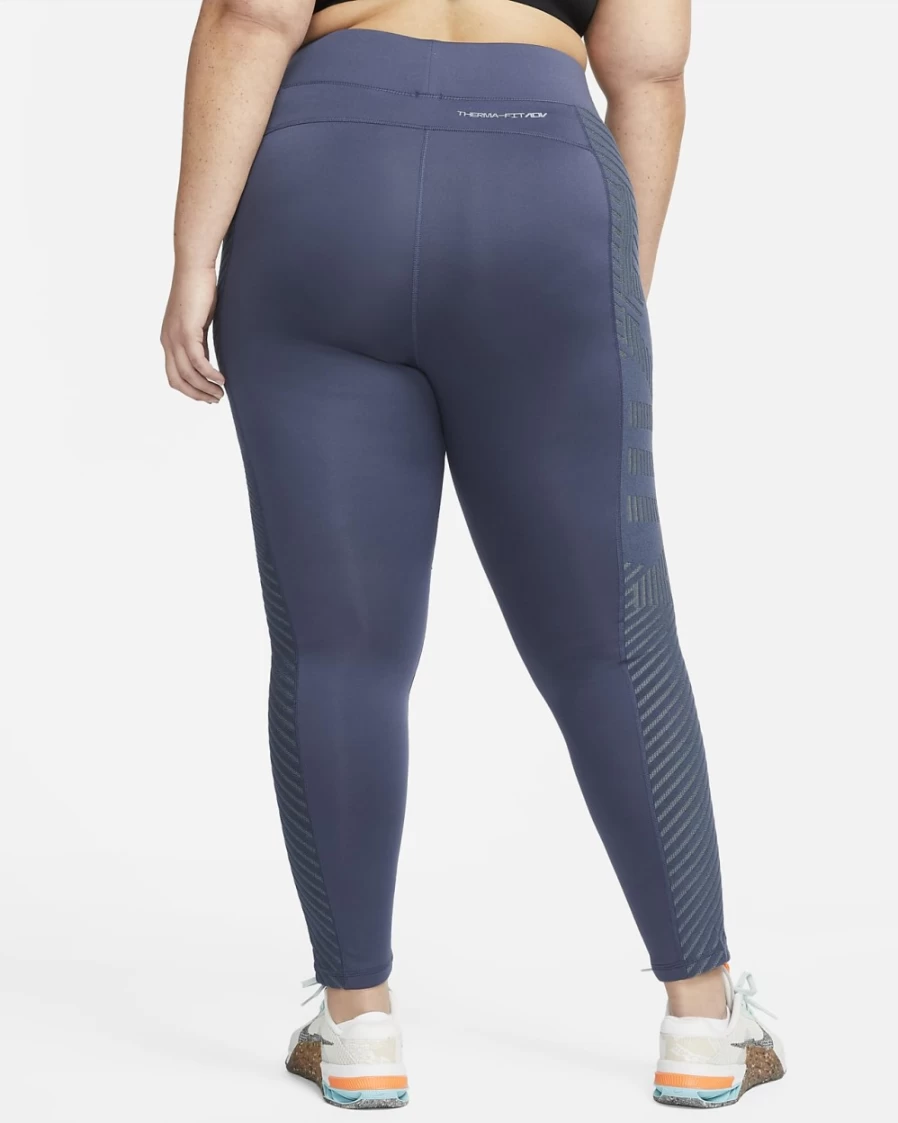 Nike Pro Therma-FIT ADV Women's High-Waisted Leggings Plus Size - Thunder Blue/Metallic Silver
