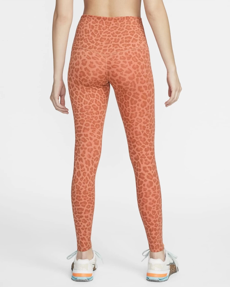 Nike Women's High-Waisted Printed Leggings - Madder Root/White Color Yoga Pants for Training & Running