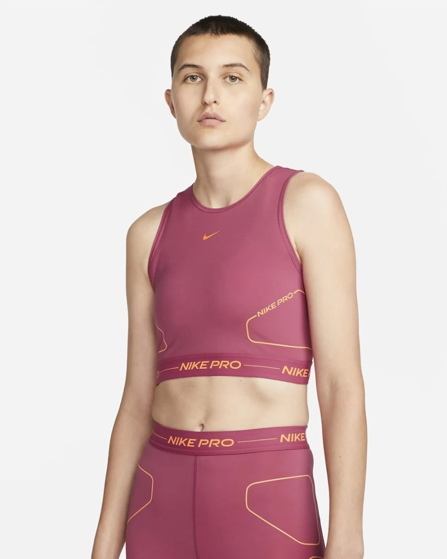 Nike Pro Dri-FIT Women's Training Tank Top - Sweet Beet/Kumquat - Moisture-Wicking Workout Shirt