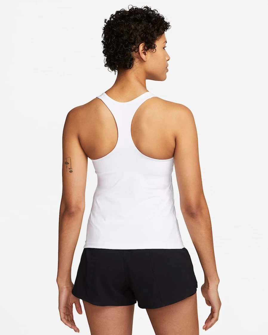 Nike Women's Medium-Support Swoosh Padded Sports Bra Tank - White/Stone Mauve/Black