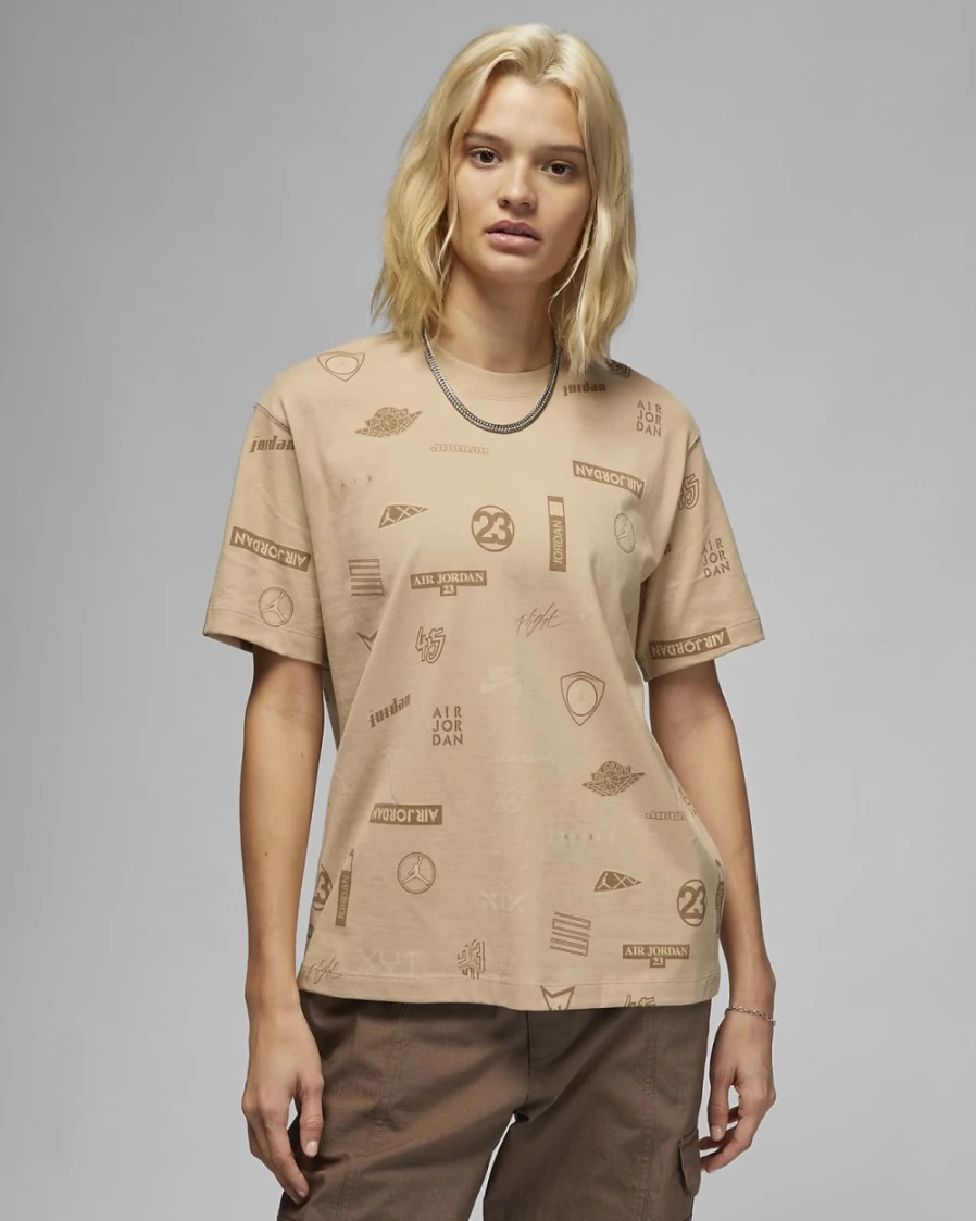 Nike Jordan Flight Women's Graphic T-Shirt - Desert Color Casual Tee