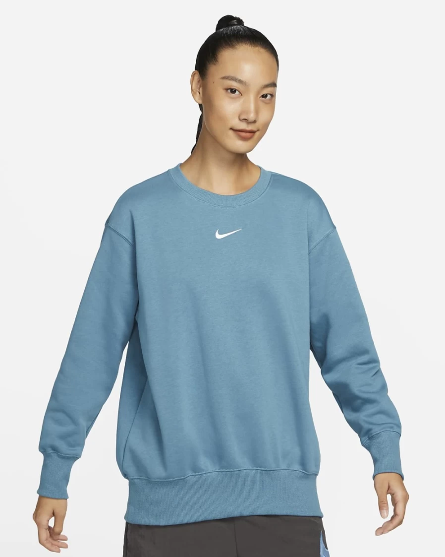 Nike Women's Noise Aqua/Sail Oversized Phoenix Fleece Crewneck Sweatshirt | Sportswear Comfort