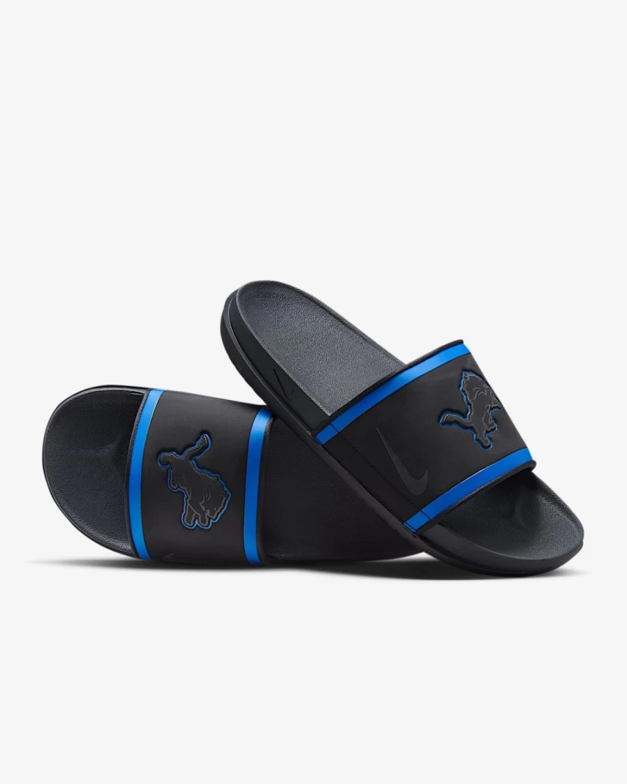 Nike Offcourt NFL Detroit Lions Slide Sandals for Men & Women - Black, Battle Blue, Wolf Grey, Anthracite