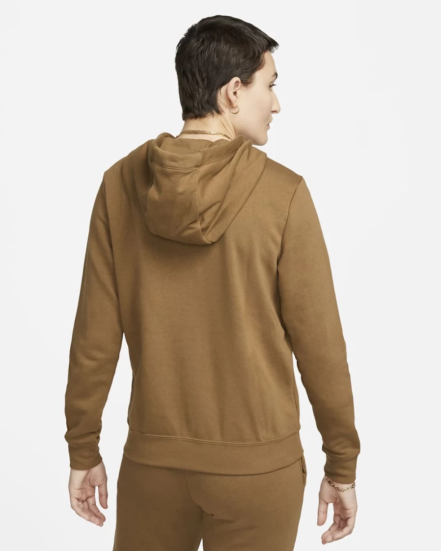 Nike Women's Ale Brown & White Club Fleece Pullover Hoodie - Sportswear Comfort