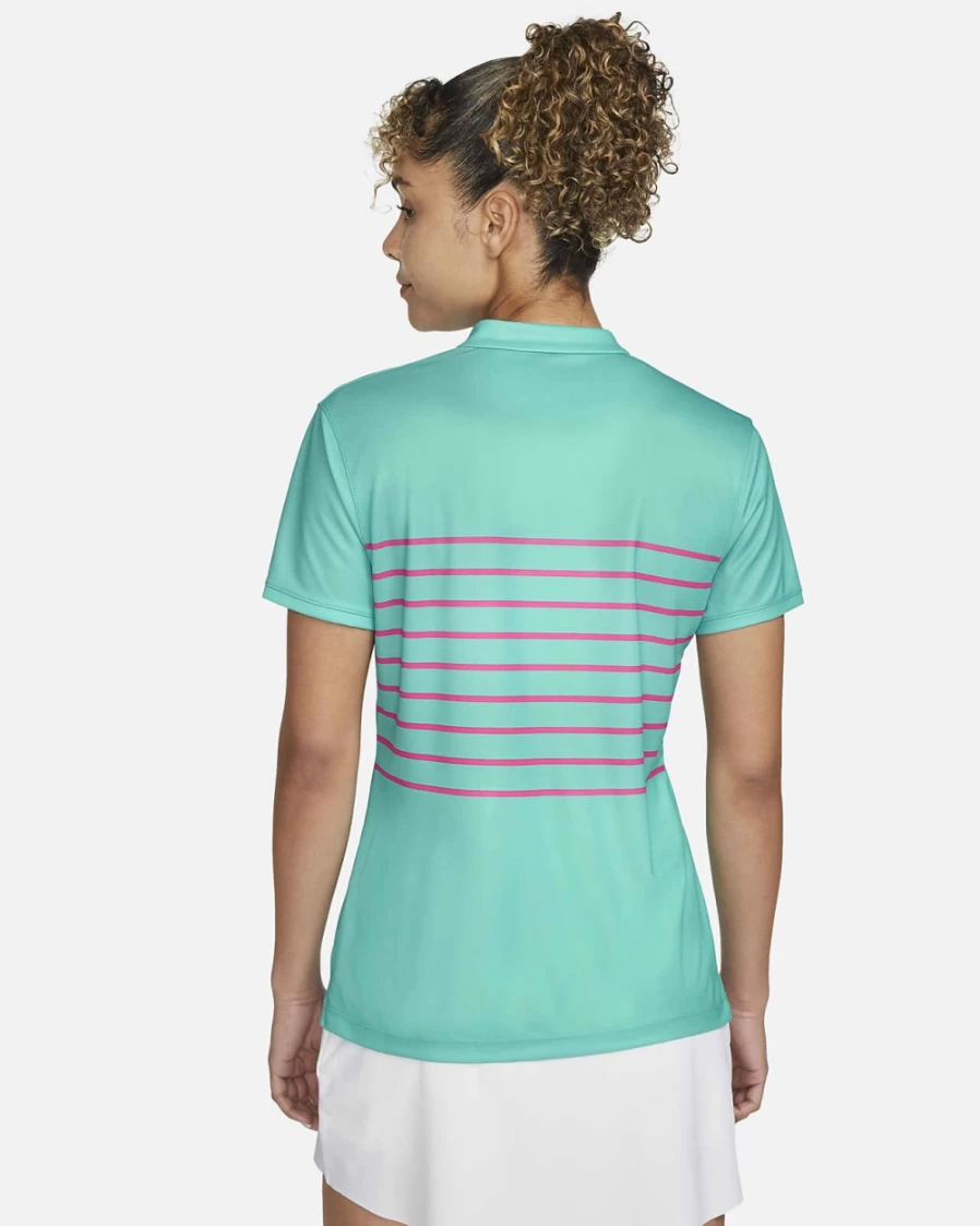 Nike Dri-FIT Victory Women's Golf Polo - Washed Teal & Pink Prime Striped Performance Shirt