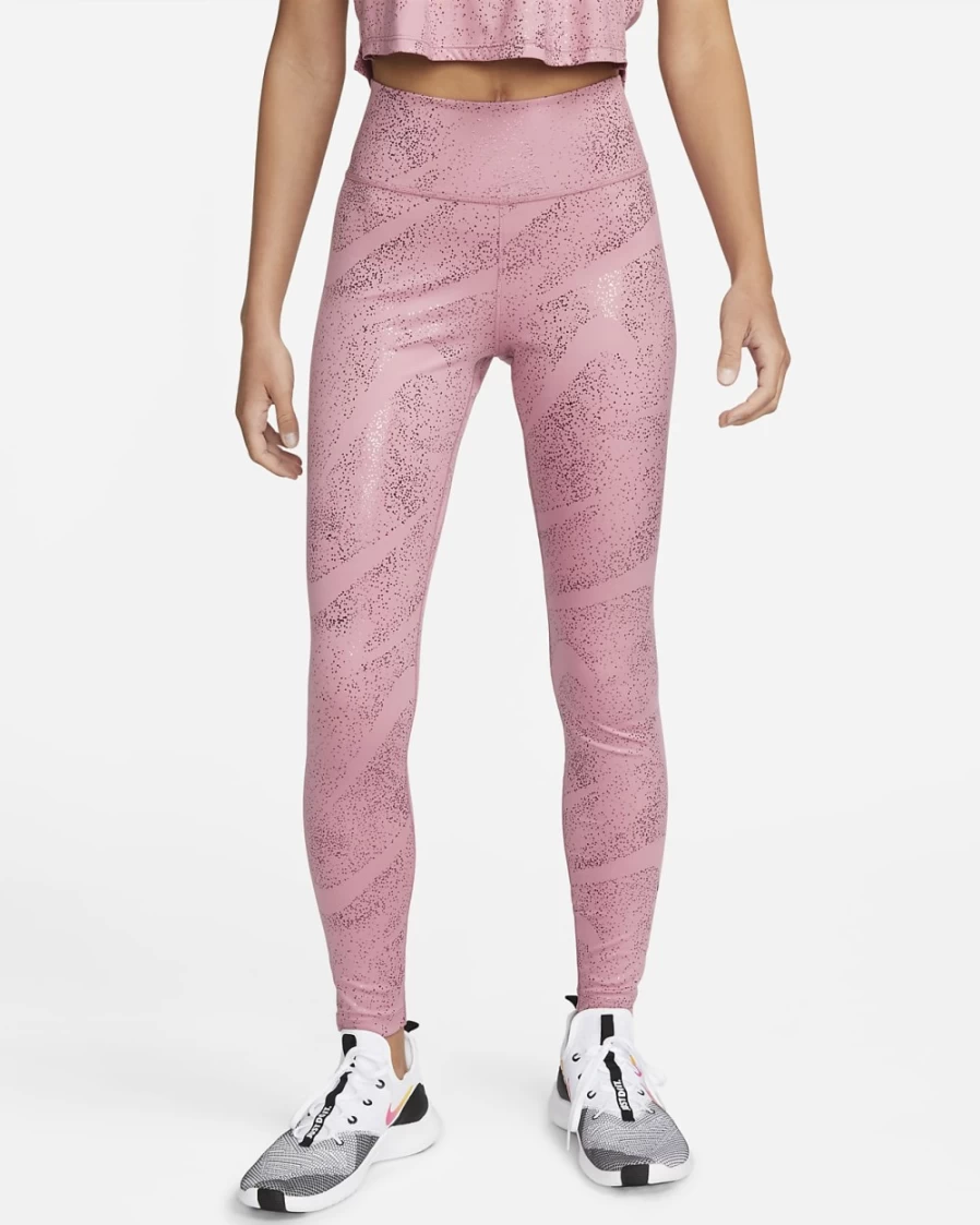 Nike One Women's Mid-Rise Printed Leggings in Desert Berry/Black - High-Waisted Workout Tights for Running & Yoga