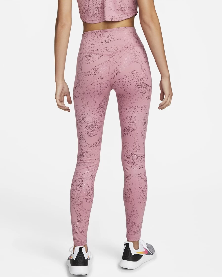 Nike One Women's Mid-Rise Printed Leggings in Desert Berry/Black - High-Waisted Workout Tights for Running & Yoga