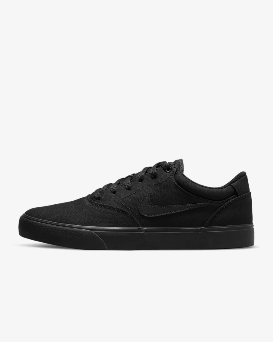 Nike SB Chron 2 Canvas Skate Shoes for Men & Women - Black Triple Color Skateboarding Sneakers