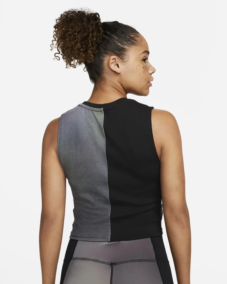Nike Women's Dri-FIT Yoga Tank Top - Off Noir/Black Printed Workout Tee