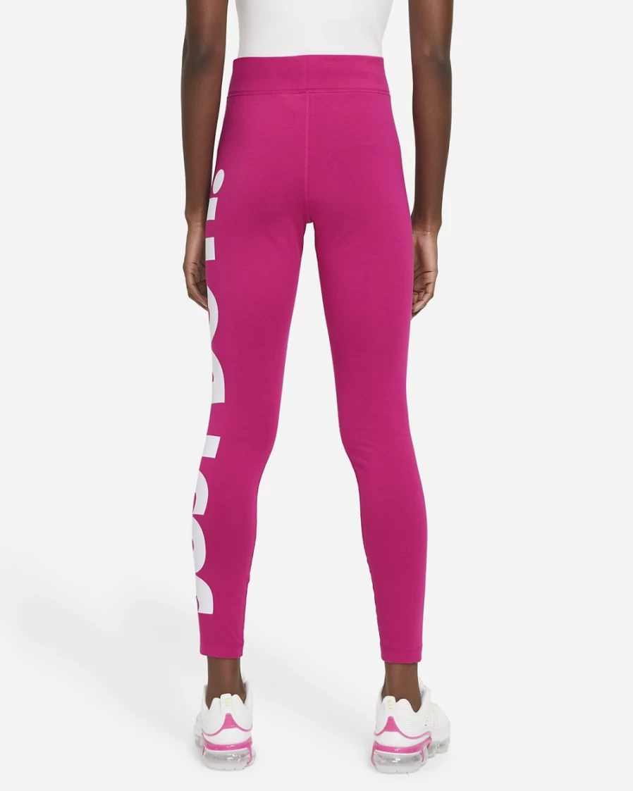 Nike Women's High-Waisted Graphic Leggings - Fireberry/White - Sportswear Essential