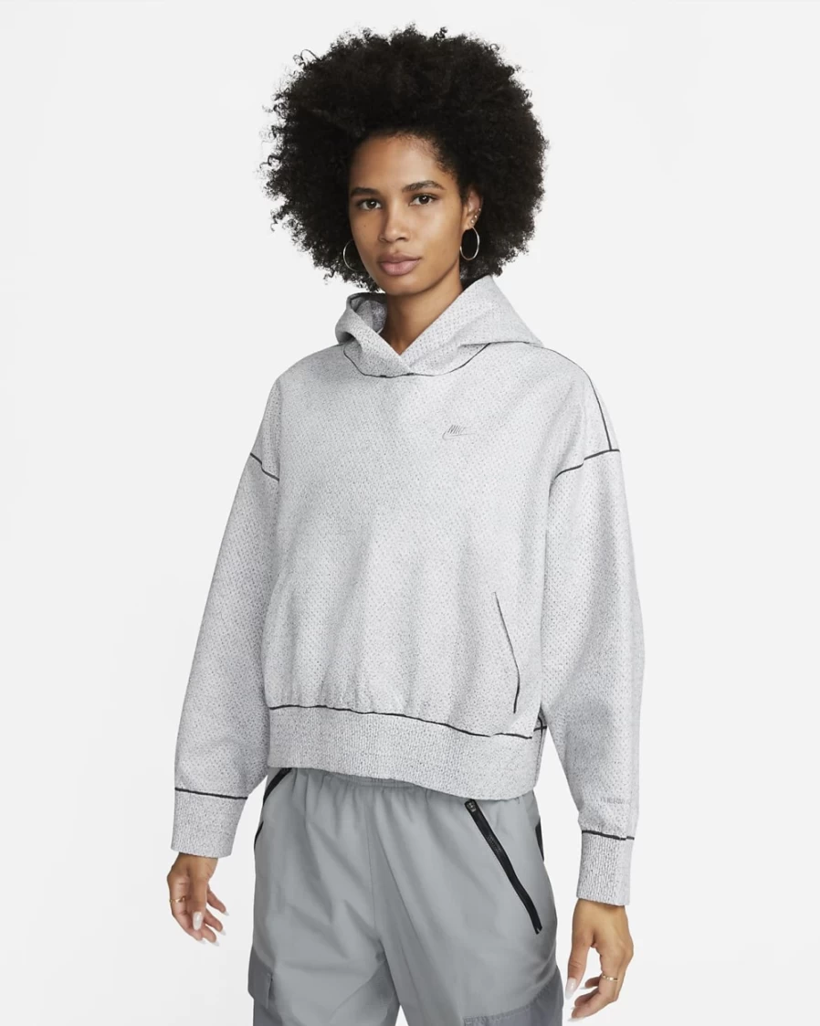 Nike Women's Light Smoke Grey Heather Anthracite Forward Hoodie Sweatshirt