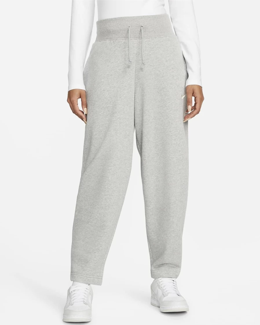 Nike Women's High-Waisted Fleece Sweatpants - Dark Grey Heather/Sail - Sportswear Phoenix Fleece Curve Fit