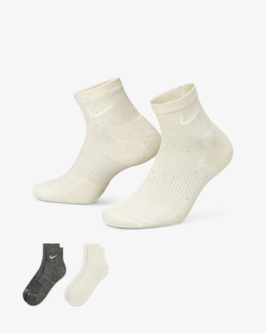 Nike Everyday Plus Cushioned Training Socks for Men & Women - Multi-Color (2-Pair Pack)