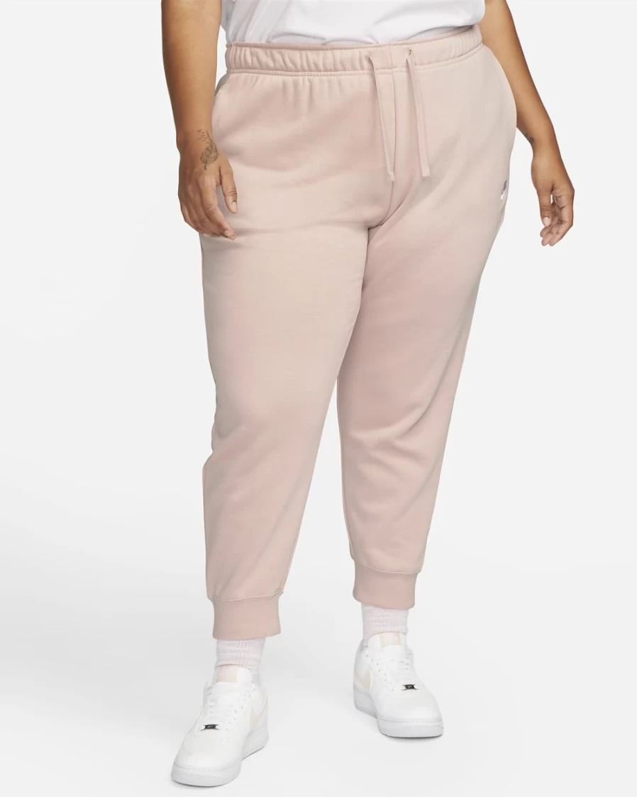 Nike Women's Pink Oxford/White Club Fleece Mid-Rise Joggers - Plus Size Comfort & Style