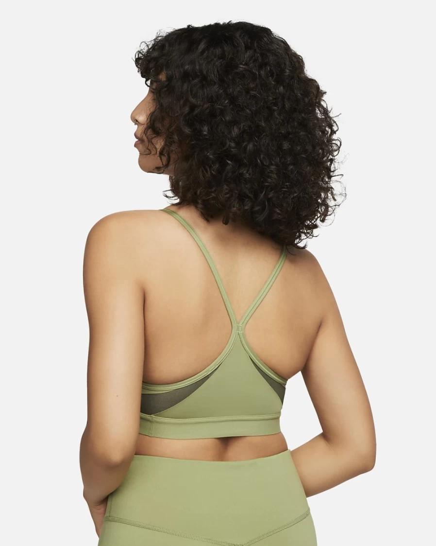 Nike Indy Women's Light-Support Sports Bra - Alligator/Cargo Khaki/White Padded U-Neck Design for Comfort & Style