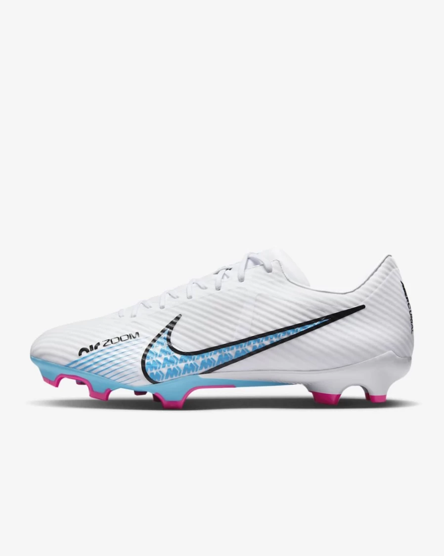 Nike Zoom Mercurial Vapor 15 Academy MG Multi-Ground Soccer Cleats for Men & Women - White/Hot Punch/Coconut Milk/Baltic Blue