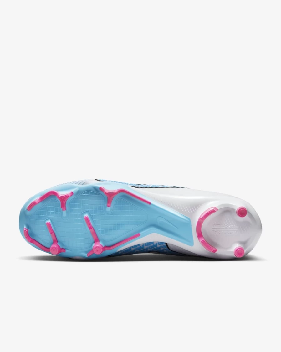 Nike Zoom Mercurial Vapor 15 Academy MG Multi-Ground Soccer Cleats for Men & Women - White/Hot Punch/Coconut Milk/Baltic Blue