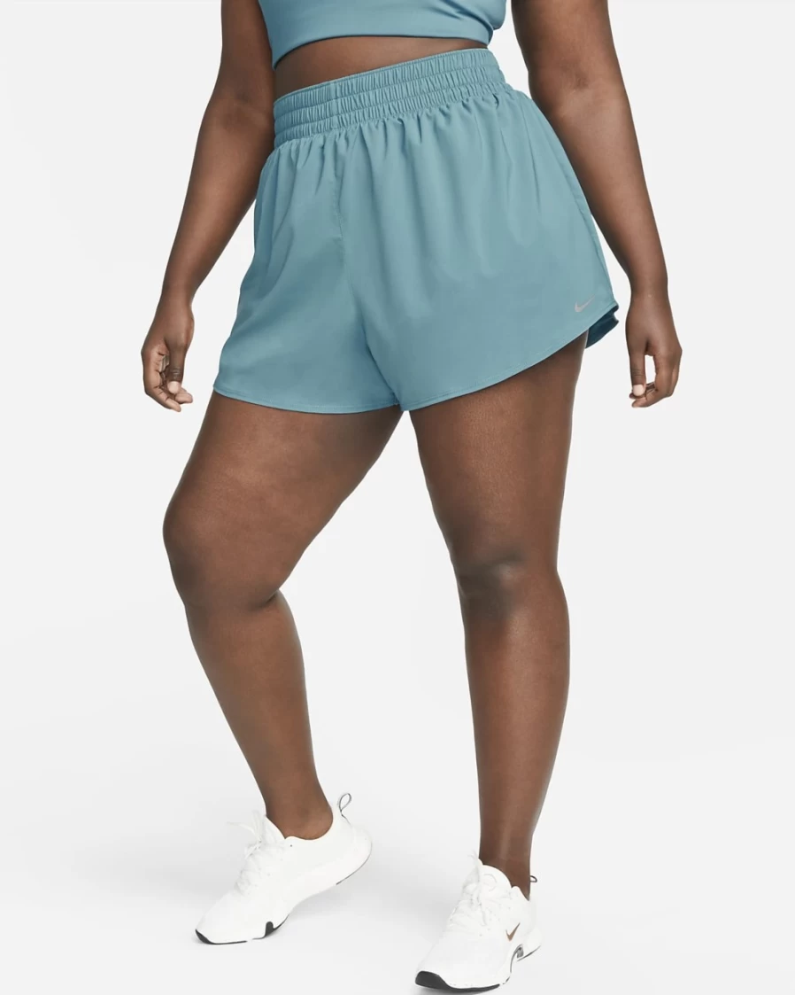 Nike Dri-FIT One Women's High-Waisted 3" Brief-Lined Shorts in Noise Aqua - Plus Size Activewear