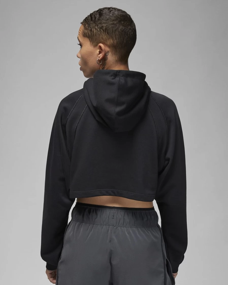 Nike Jordan Sport Women's Cropped Pullover Hoodie - Black & Stealth Color
