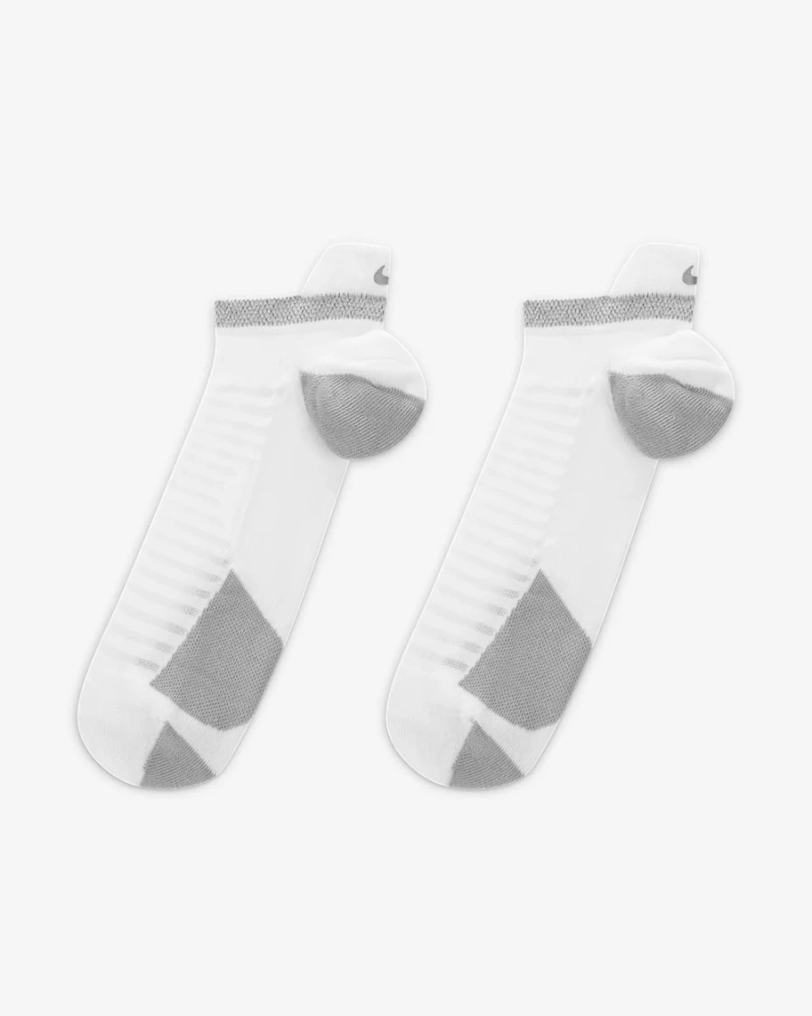 Nike Spark Cushioned No-Show Running Socks for Men & Women - White Comfort Athletic Socks