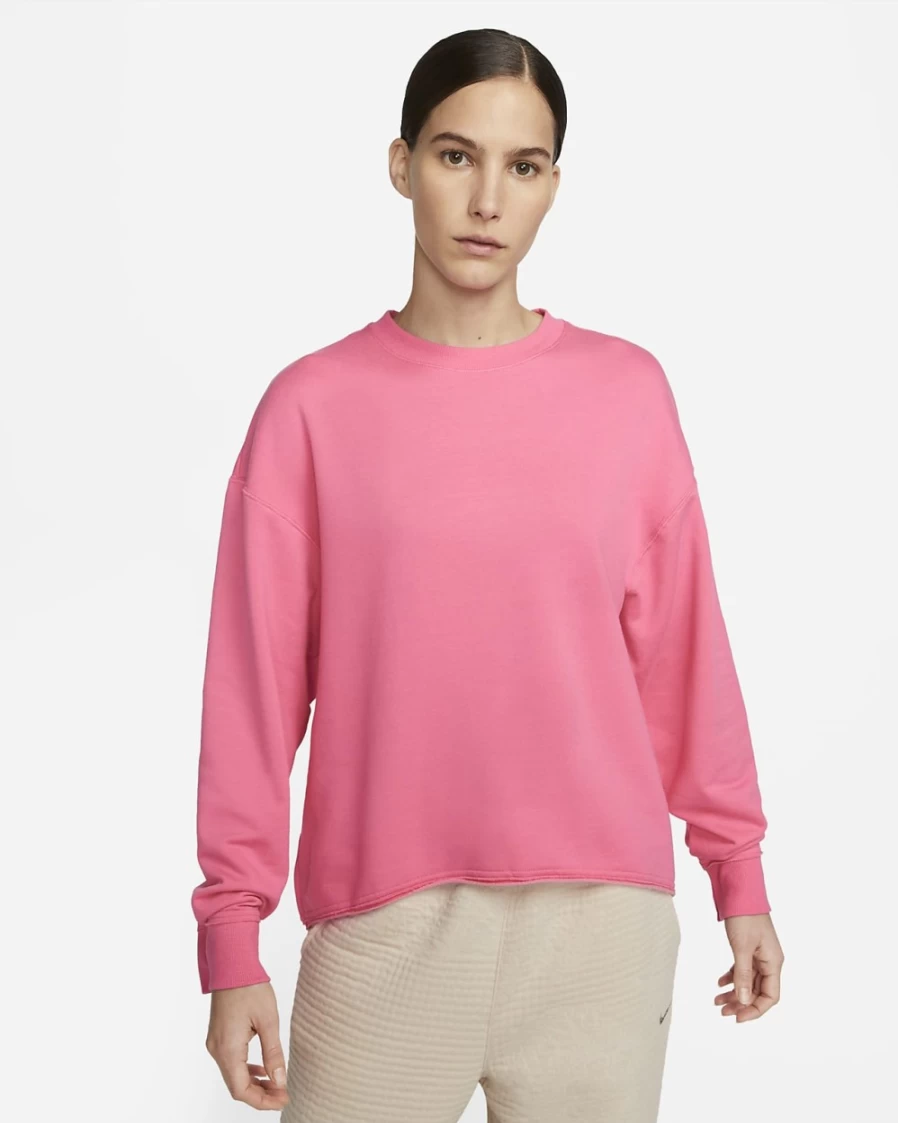 Nike Women's Yoga Luxe Fleece Crew Top - Pinksicle/Particle Grey