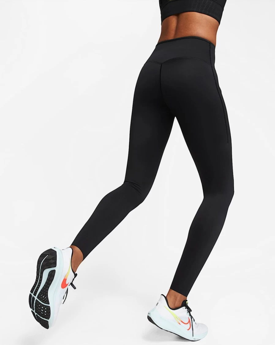 Nike Go Women's High-Waisted Black Leggings with Pockets - Firm Support Full-Length Workout Tights
