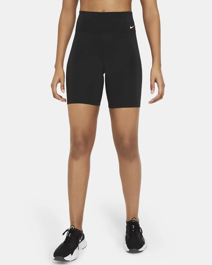 Nike Women's One Mid-Rise 7" Biker Shorts in Black/White for Athletic Wear
