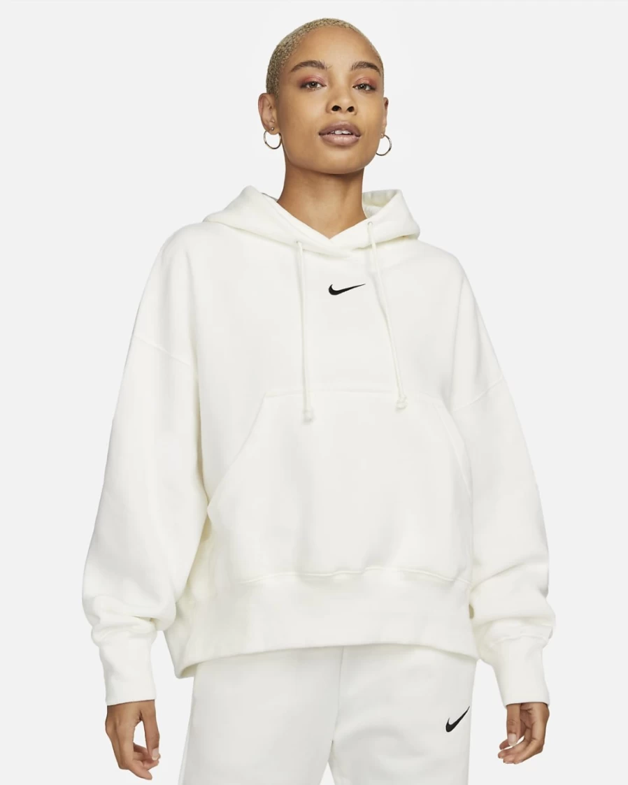 Nike Women's Phoenix Fleece Oversized Pullover Hoodie - Sail/Black