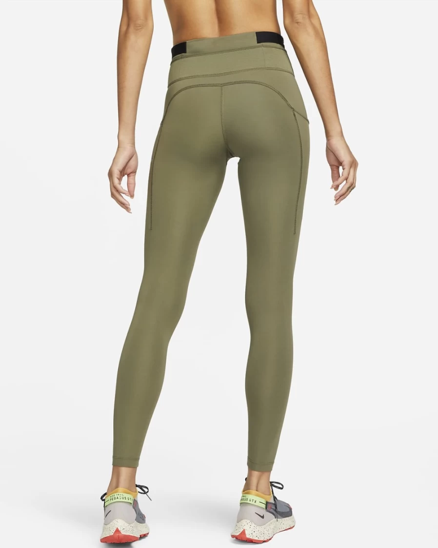 Nike Women's Epic Luxe Mid-Rise Trail Running Leggings with Pockets - Medium Olive/Black