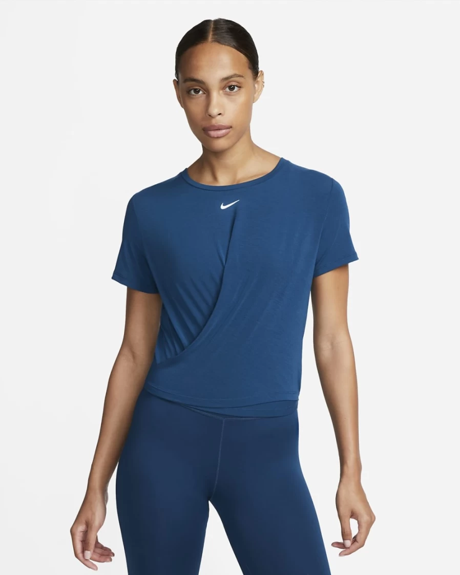 Nike Dri-FIT One Luxe Women's Valerian Blue Cropped Short-Sleeve Workout Top