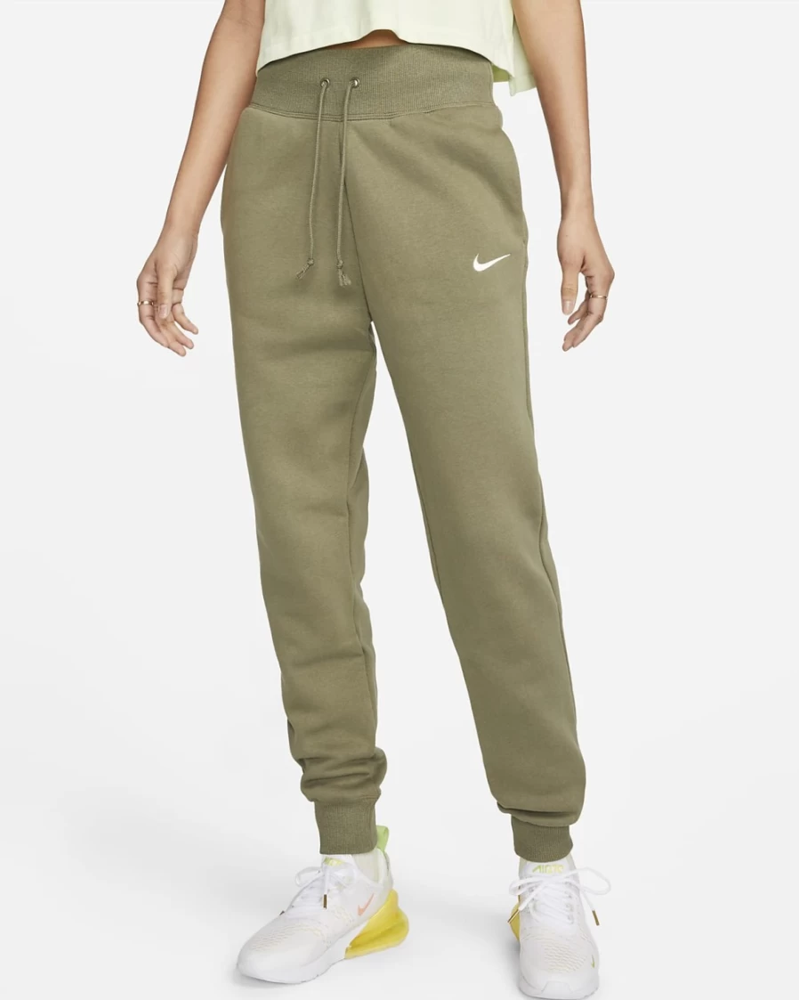 Nike Women's Medium Olive High-Waisted Fleece Joggers - Sportswear Phoenix Fleece Pants