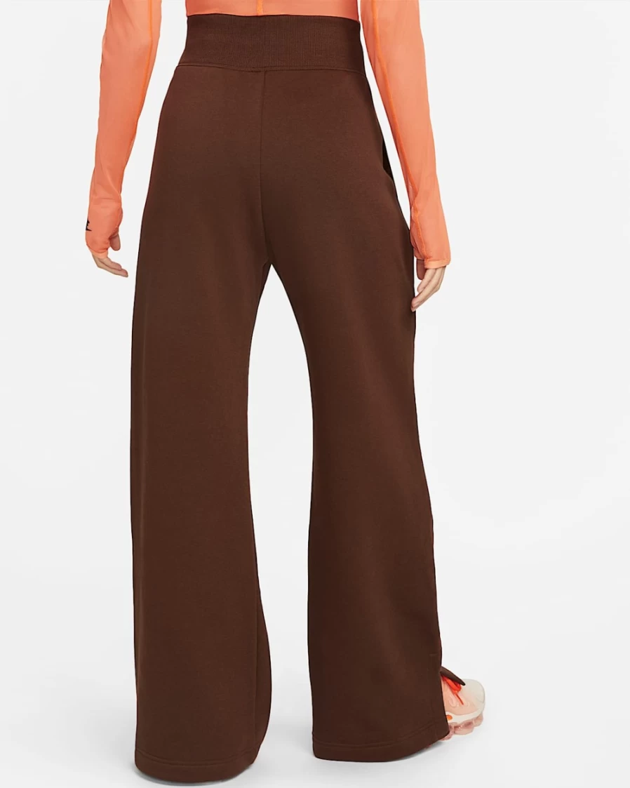 Nike Women's High-Waisted Wide-Leg Sweatpants - Cacao Wow/Black - Sportswear Phoenix Fleece