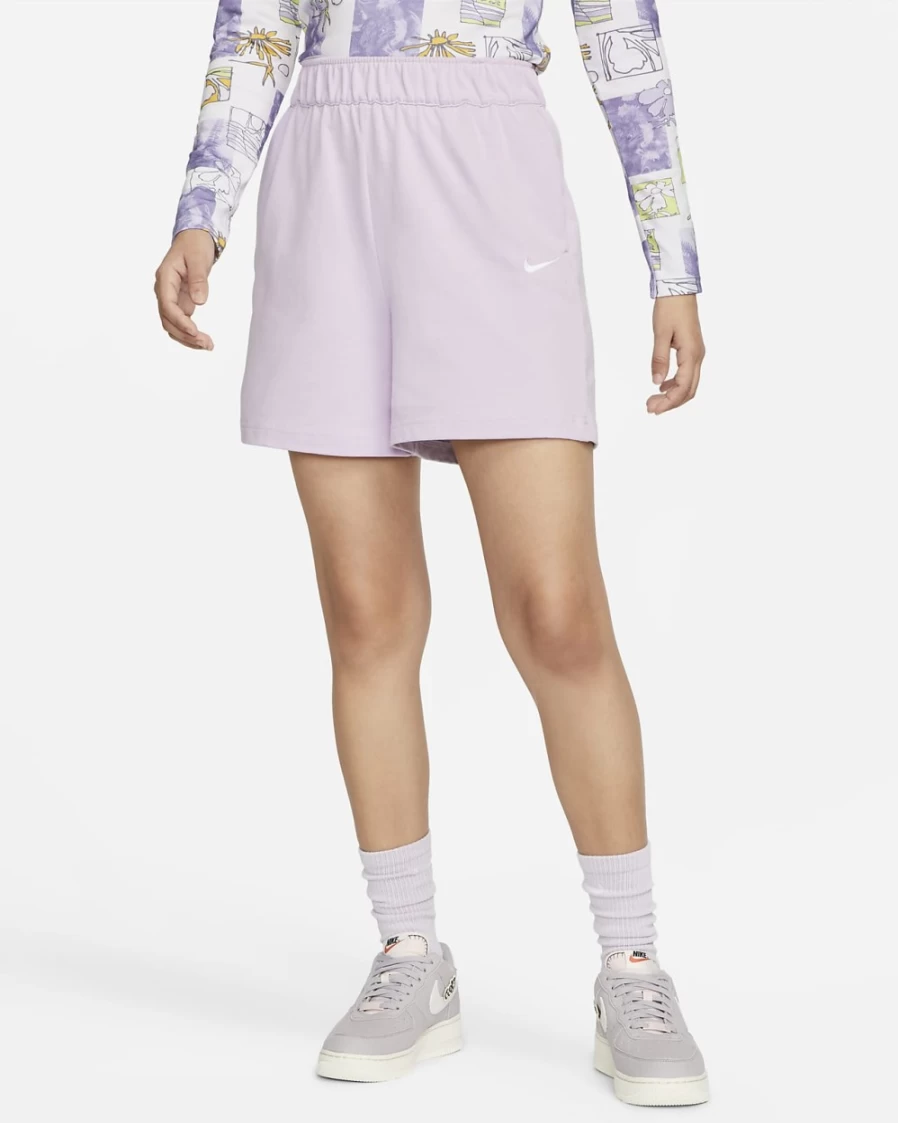Nike Women's Sportswear Jersey Shorts in Doll/White - Comfortable Athletic Shorts for Women