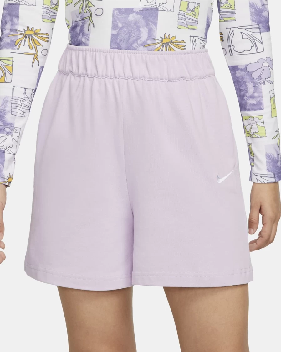 Nike Women's Sportswear Jersey Shorts in Doll/White - Comfortable Athletic Shorts for Women