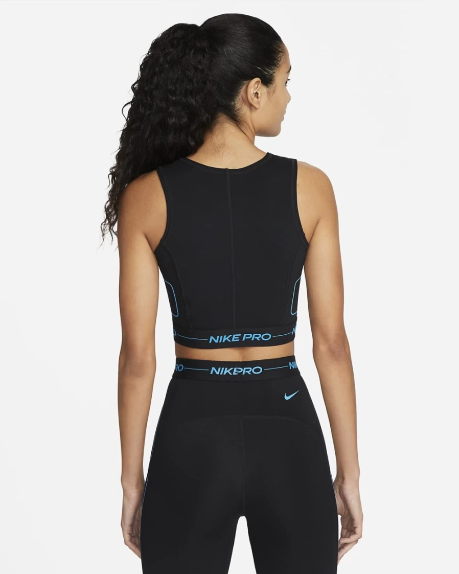 Nike Pro Dri-FIT Women's Workout Tank Top - Black/Laser Blue, Moisture-Wicking Training Top for Women