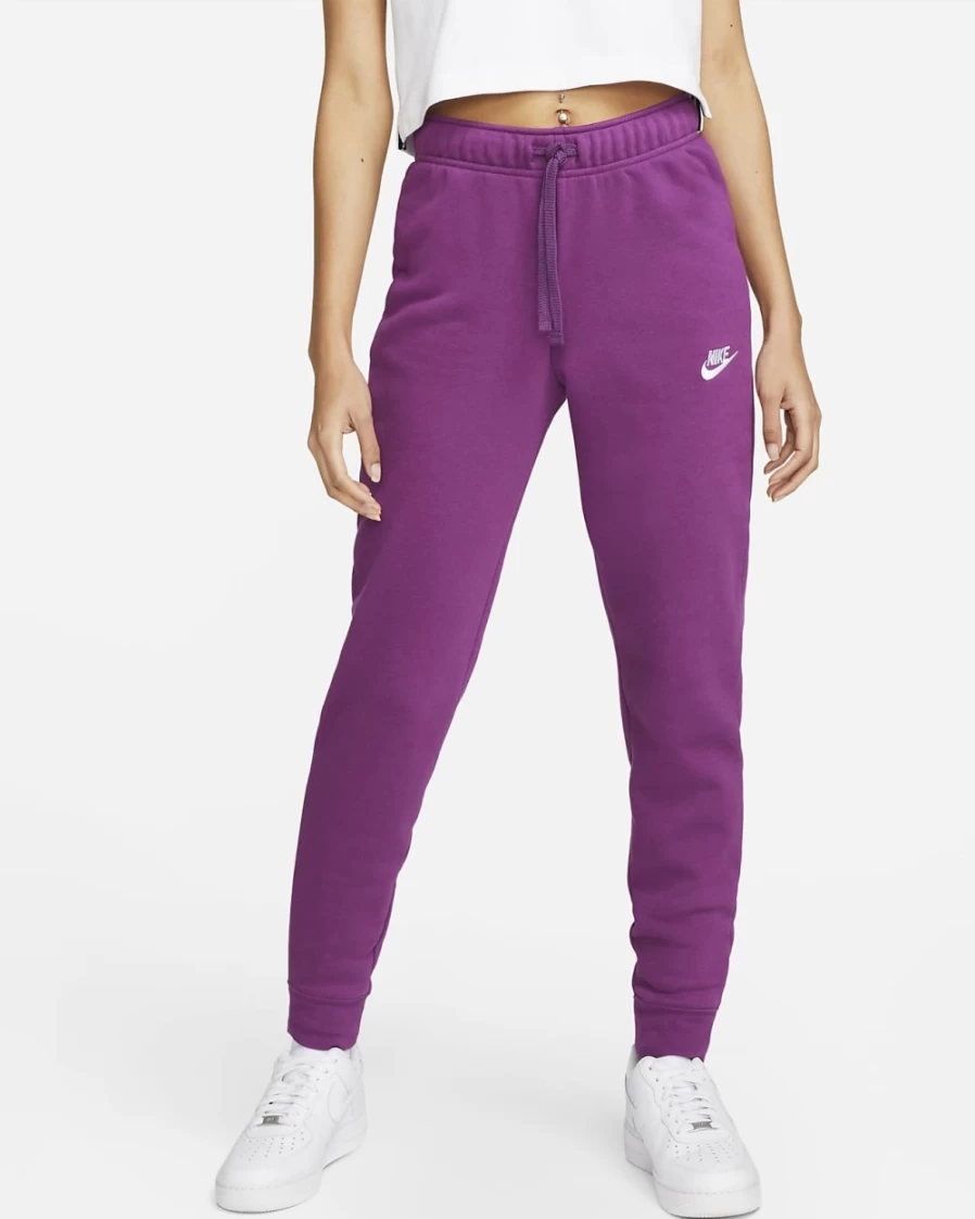 Nike Women's Viotech/White Club Fleece Mid-Rise Slim Joggers - Sportswear Comfort & Style