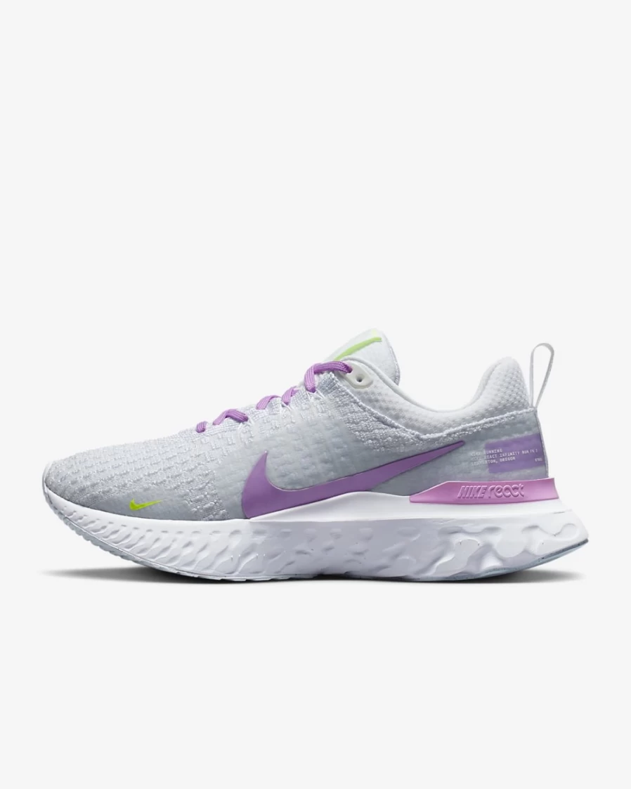 Nike React Infinity 3 Women's Road Running Shoes - White/Blue Tint/Volt/Rush Fuchsia