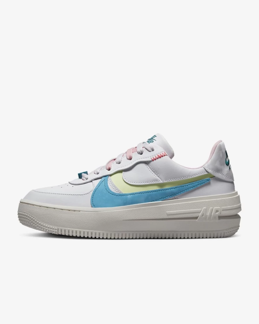 Nike Air Force 1 PLT.AF.ORM Women's Shoes - White/Medium Soft Pink/Barely Volt/Baltic Blue